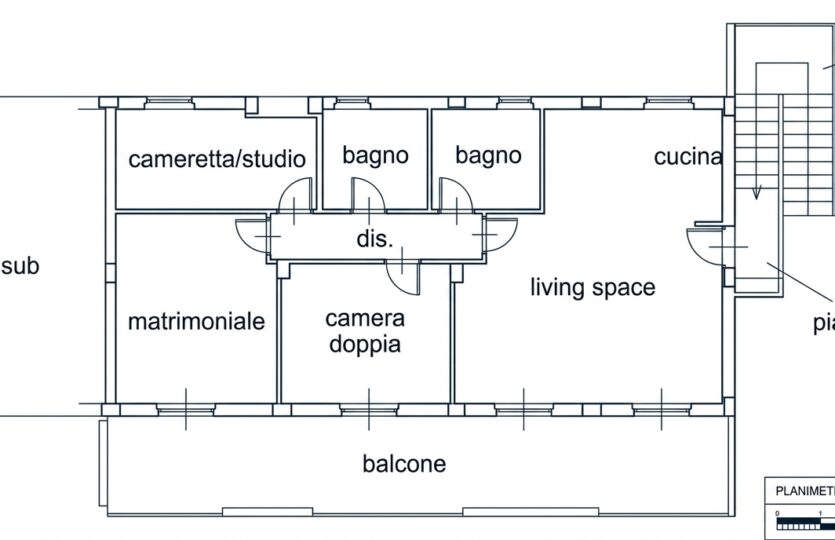 Planimetria indicativa, non in scala, dell'appartamento in via del Conero